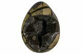 Polished Septarian Puzzle Geode - Black Crystals #172136-2